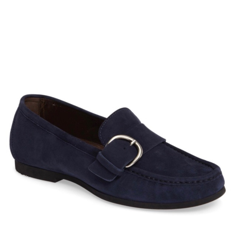 AGL Buckle Flat - black suede, loader style